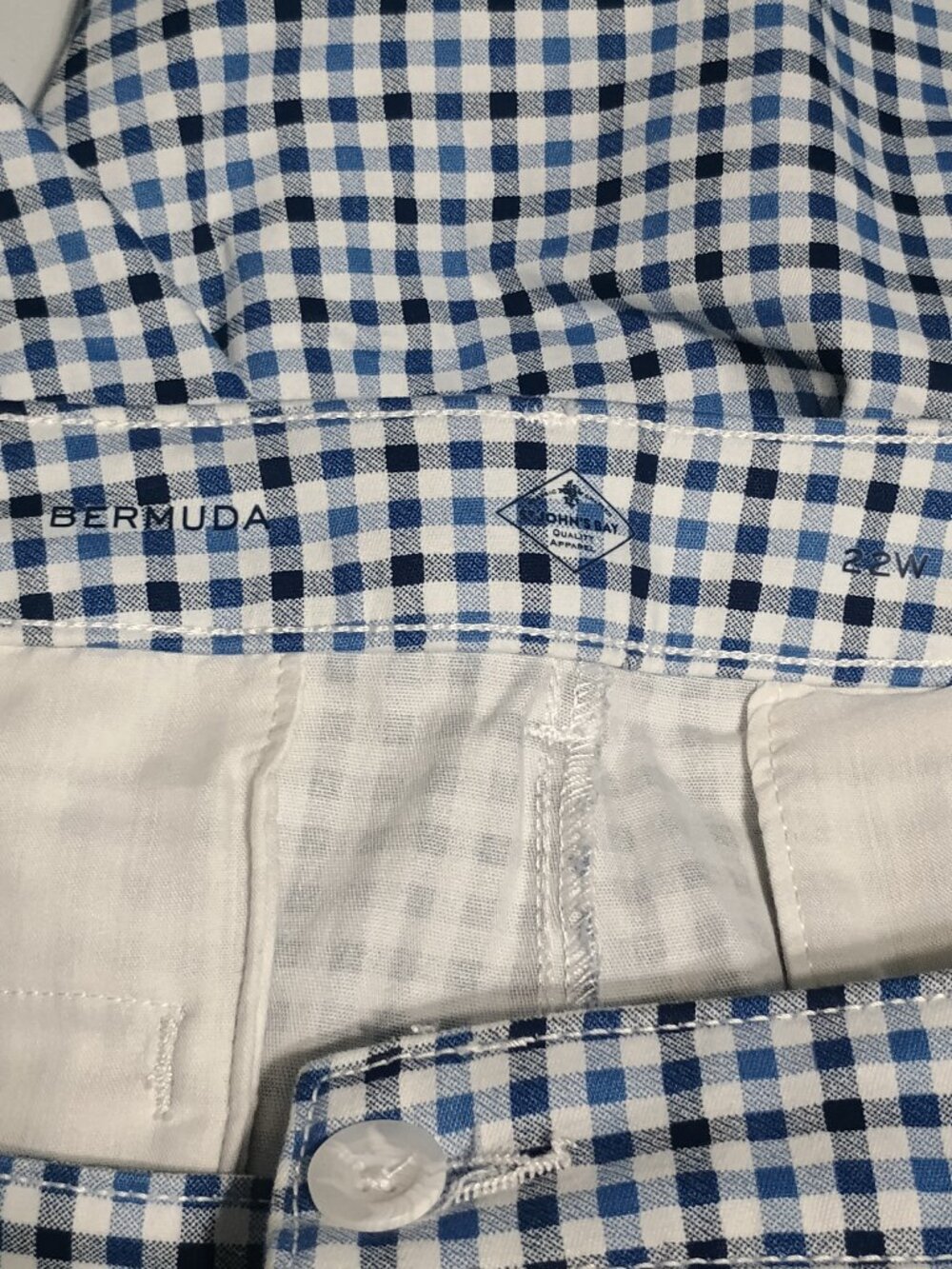 St. John’s Bay Blue White Gingham Bermuda Shorts Plus Size 22W Classic Preppy - Picture 6 of 7